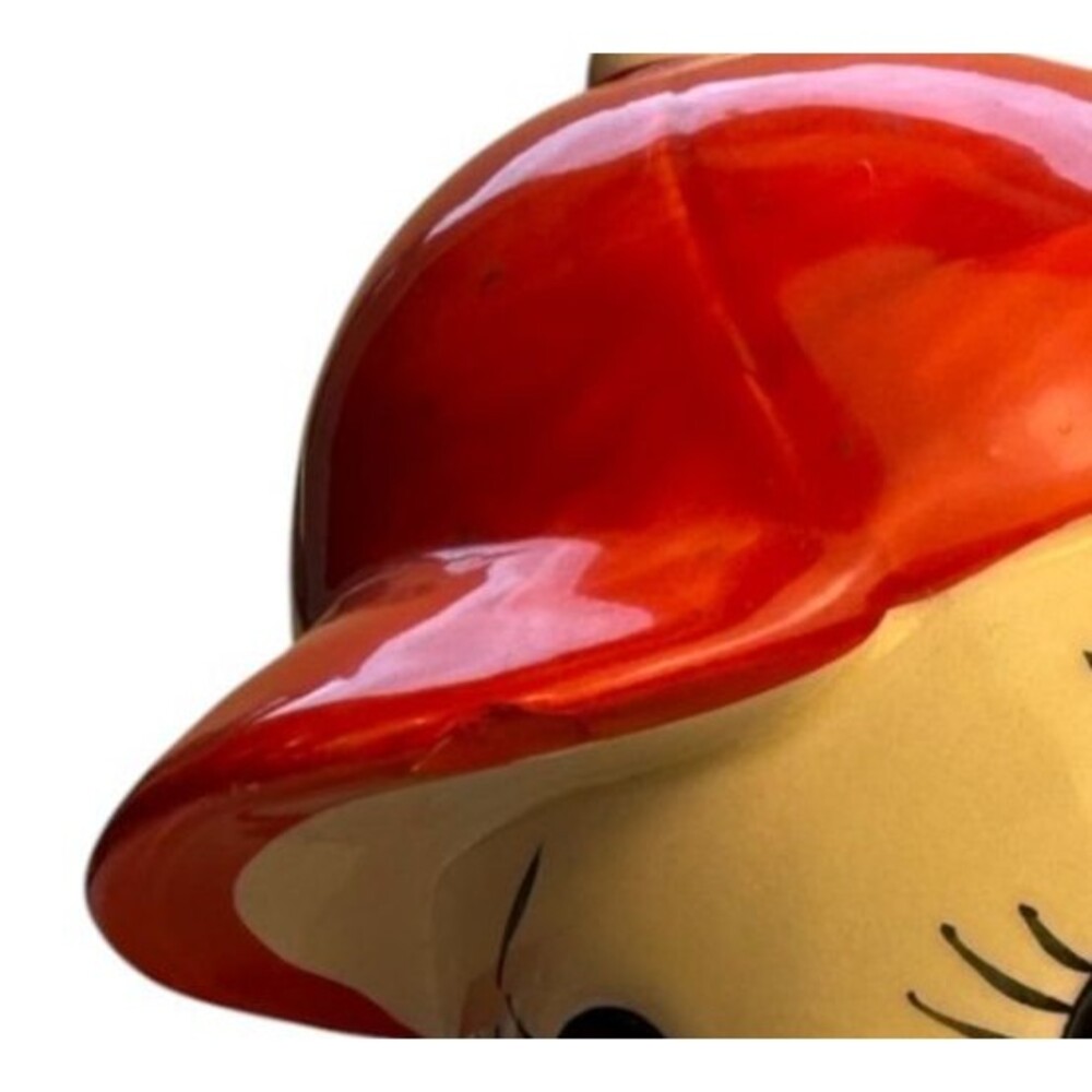 Cat Kitty Japan Coin Piggy Bank Vintage Ceramic Baseball Cap and Overalls 8in - Picture 9 of 11